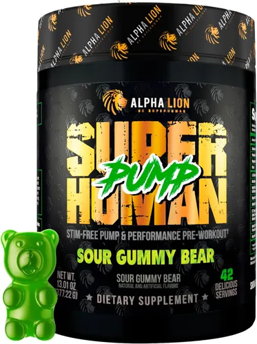 ALPHA LION Superhuman Pump Polvo Pre Entrenamiento, Suplemento Pre Entrenamiento con Cafeína Nootrópica y Sin Estimulantes, Potenciador de Óxido