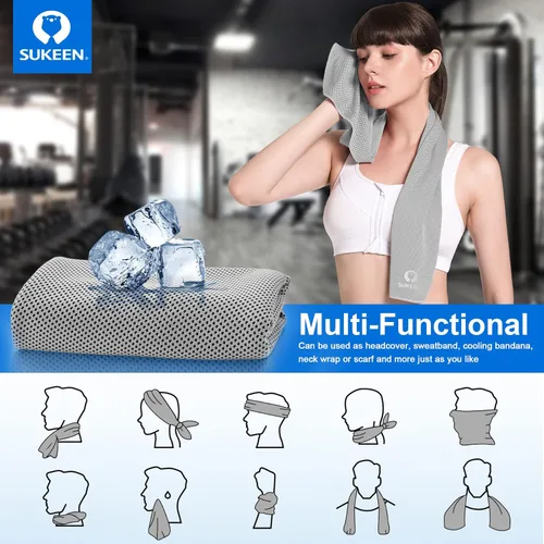 Miniatura 3 de Sukeen Paquete de 4 toallas refrescantes (40 x 12 pulgadas), toalla de hielo, toalla suave y transpirable, toalla de microfibra para yoga