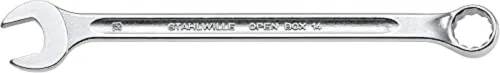 Miniatura 4 de Stahlwille 40101616 Llave combinada, caja abierta, larga, tamaño 0.630 in, ángulo final de anillo de 10 grados, hecha de acero de aleación de cromo