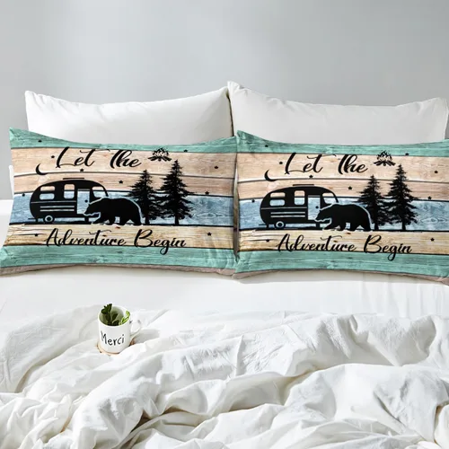 Miniatura 7 de Erosebridal Camper Bedding - Juego de ropa de cama de 2 piezas, estilo rústico de granja, juego de ropa de cama de campamento para adolescentes