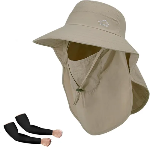 Miniatura 14 de Rosoz - Sombrero de sol para hombres y mujeres con solapa para el cuello, ala ancha, UPF50+, sombrero de pesca con cubierta facial desmontable