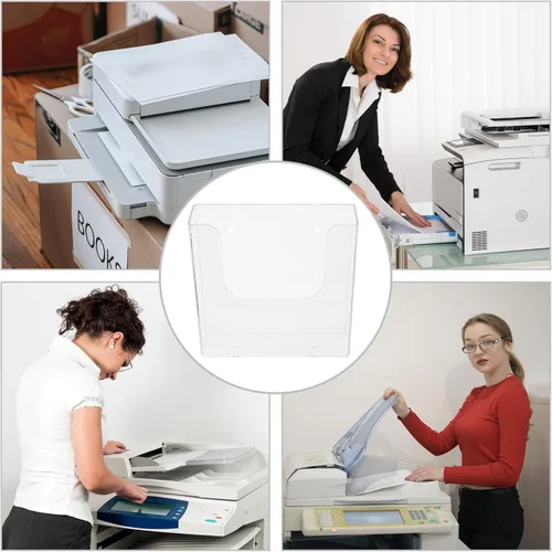 Miniatura 7 de STOBOK Soporte para archivos montado en la pared, 6.57 x 6.45 x 1.65 pulgadas, organizador de documentos acrílico transparente para escritorio