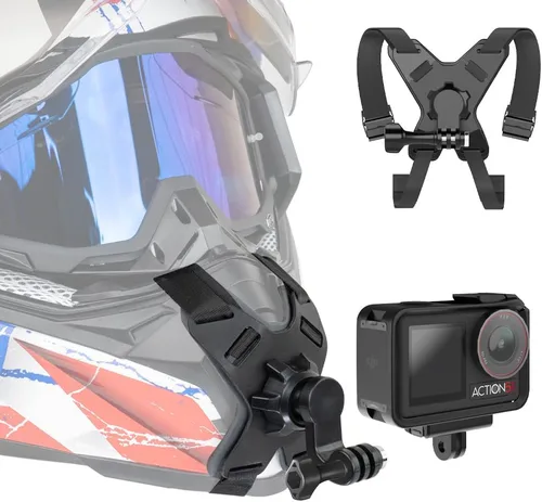 Miniatura 7 de Soporte de correa de barbilla para casco de motocicleta para GoPro Hero 12/11/10/9/8/7/(2018)/6/5 Negro, DJI Osmo Action 3/2, Insta360 ONE R