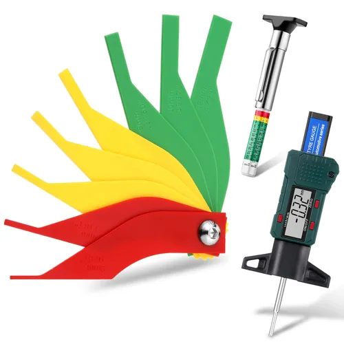 Miniatura 8 de 3 piezas de herramienta de medición de profundidad de banda de rodadura de neumáticos, medidor de profundidad de banda de rodadura digital, regla