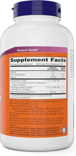 Miniatura 2 de Now Glucosamina y condroitina con MSM, 300 cápsulas