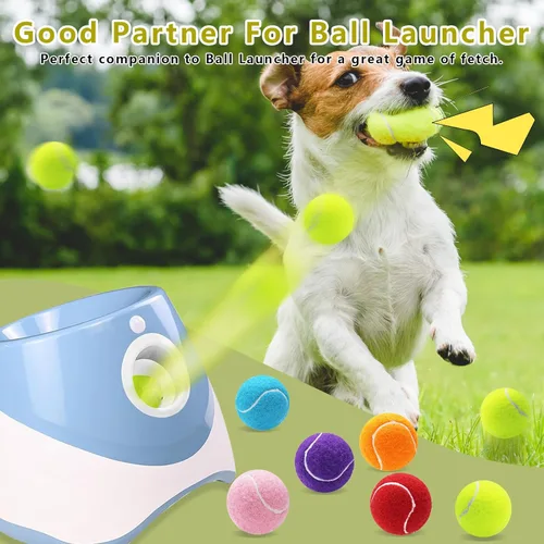 Miniatura 5 de Magicorange Paquete de 6 pelotas de tenis pequeñas, pelota de tenis chirriante de 2 pulgadas para perros, coloridas pelotas chirriantes fáciles