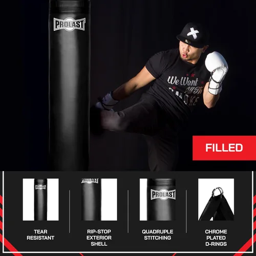 Miniatura 3 de Heavy Punching Kicking Bag for Adults, Boxing, MMA, Martial Arts, Muay Thai, Strength Training Equipment, 5ft, 100 lbs, Classic Logo