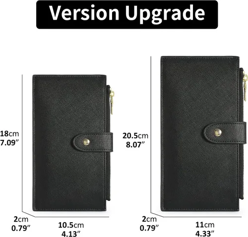 Miniatura 7 de GOIACII - Carteras para mujer de dos pliegues con bloqueo RFID y 2 bolsillos con cremallera, Negro, M
