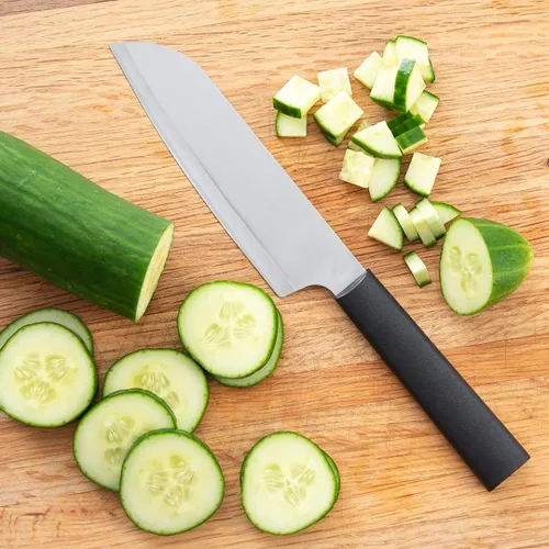Miniatura 6 de Rada Cuchillo de cocina para cubiertos, hoja de acero inoxidable y mango de resina de acero negro, fabricado en EE. UU., 10-7/8 pulgadas