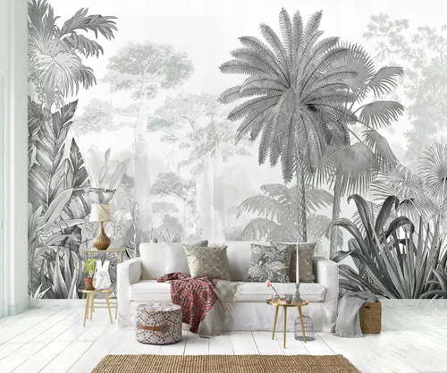 Miniatura 7 de YQWDMX - Papel pintado con bosque de pinos brumosos y mural dorado para dormitorio (no despegar y pegar)