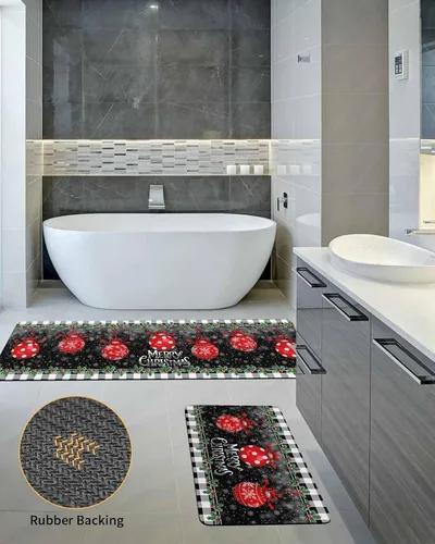 Miniatura 5 de Tapete de baño de bola de Navidad para bañera, antideslizante, de secado rápido y absorbente, tierra de diatomeas, fregadero de ducha, tapete