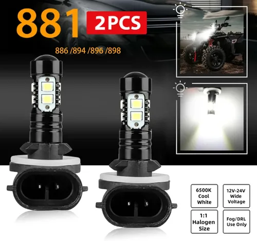 Miniatura 4 de 50W Super Bright 881, 889, 862, 886, 894, 896, 898 10 bombillas LED antiniebla 881 DRL, luces diurnas, 6500 K blanco frío, paquete de 2