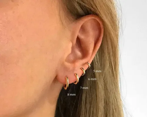 Miniatura 5 de Aretes de aro Huggie para mujeres y hombres, acero inoxidable quirúrgico 316L, 0.236 in, 0.315 in, 0.394 in, para hombre, aretes de aro