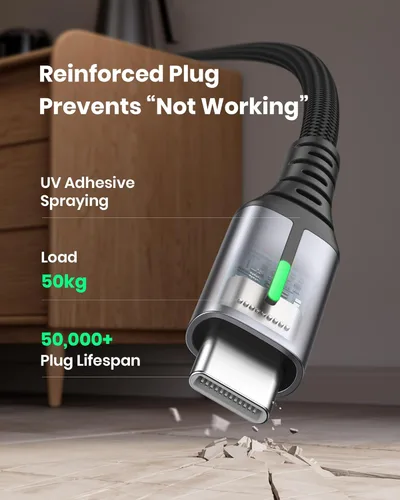 Miniatura 5 de Cable Cargador INIU USB C 6.6 pies, Cable de Carga Rápida USB A a Tipo C 3.1A, Cordón de Datos USB-C Trenzado de Aleación de Zinc para iPhone 15 Pro