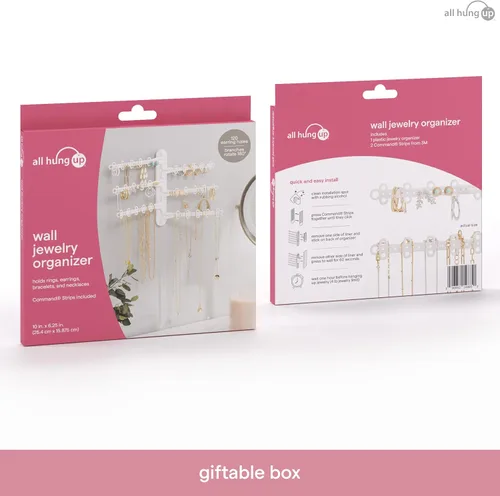 Miniatura 8 de All Hung Up Organizador de joyas de pared de 6 niveles y 6 pulgadas, tiras Command incluidas para colgar fácilmente, organizador de aretes de 120