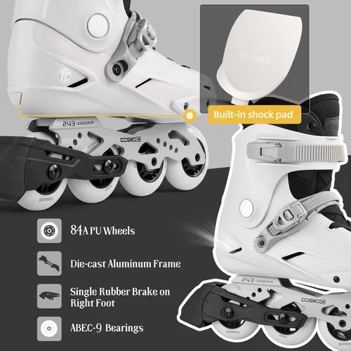 Miniatura 5 de TC - Patines en línea para adultos y adolescentes, cuchillas profesionales para hombres y mujeres, patines de fitness y recreación, gris, talla 4-13