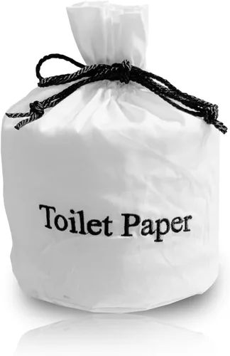 Funda para rollo de papel higiénico – 9 x 5.5 pulgadas reutilizable de algodón con cierre de cordón, bolsa decorativa de papel higiénico de baño,