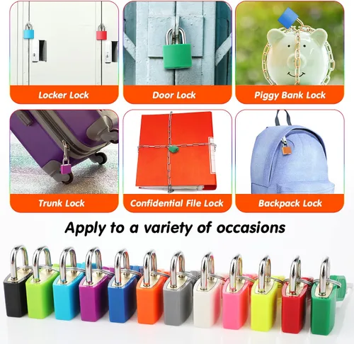 Miniatura 4 de Photect Candados de metal para maleta con llaves, candados de metal, multicolor, para equipaje pequeño, para escuela, gimnasio, aula, hogar, mochila