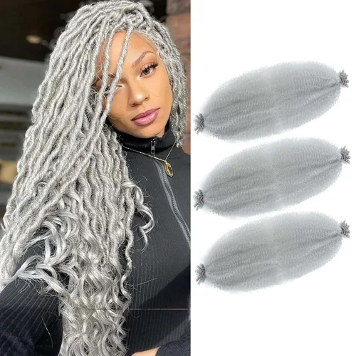 Miniatura 4 de Cabello afro trenzado elástico de 24 pulgadas 3 paquetes Cabello afro trenzado elástico Cabello afro para trenzado en crochet (24 pulgadas