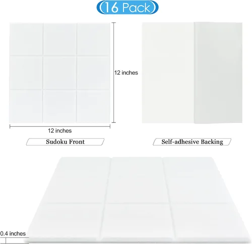 Miniatura 2 de BXI Absorbedor de sonido, paquete de 16 paneles autoadhesivos de absorción acústica de 12 x 12 x 0.4 pulgadas, paneles de absorción de sonido
