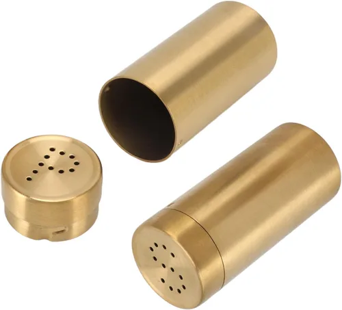 Miniatura 8 de Salero de acero inoxidable, dorado, paquete de 2 con malla fina para salero y azúcar, contenedor de condimentos de cocina