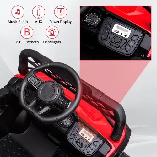 Miniatura 3 de UTV para niños con control remoto, ruedas eléctricas de 12 V para niños, juguetes con suspensión de resorte, FM, luces LED, puerto auxiliar, música