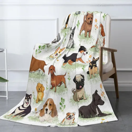 Manta de franela con patrón de perro, suave, ligera y cálida, perfecta para cama, sofá, campamento, regalos de viaje para amantes de las mascotas,