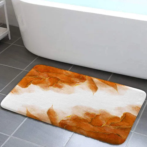 Miniatura 22 de Tapetes de baño de mármol verde y dorado para baño, de franela verde oliva esmeralda oscuro, tapete de baño para ducha, antideslizante, moderno