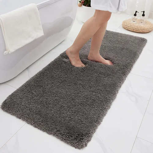 Miniatura 35 de Alfombras de baño antideslizantes, lavables, ultra gruesas, suaves, de microfibra absorbente, de látex de espuma de alta densidad, con respaldo Beige