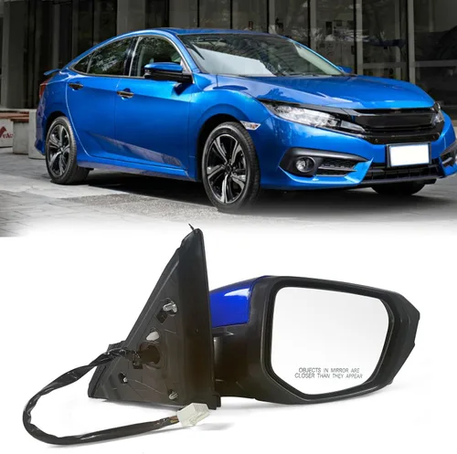 Miniatura 7 de Espejo de puerta lateral derecha del pasajero para Honda CIVIC LX SE Sport 2016-2021 con espejo eléctrico Ajust plegado manual sin calefacción, Azul