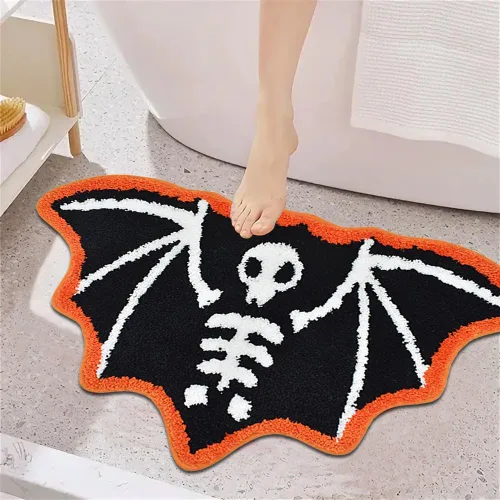 Miniatura 5 de Quimoy Alfombra de baño de murciélagos de Halloween, tapete de baño gótico espeluznante de Halloween, bonito tapete de baño de murciélago