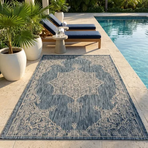 Miniatura 53 de Unique Loom Outdoor Traditional Collection - Alfombra de área antigua (4 pies 1 pulgada x 6 pies 1 pulgada, rectangular, beige y negro)