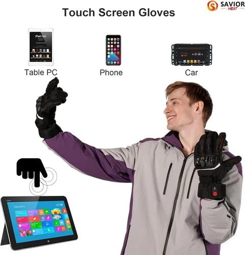 Miniatura 5 de SAVIOR HEAT Guantes térmicos para hombres y mujeres, guantes eléctricos recargables, guantes de esquí con calefacción y guantes de snowboard