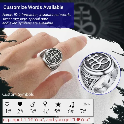 Miniatura 5 de PROSTEEL Joyería gótica satánica unisex, anillo de cruz de Leviathan, anillo de diablo Lucifer, acero inoxidable 316L, tono plateadonegrodorado