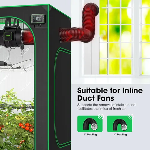 Miniatura 2 de VIVOSUN Kit de ventilación de ventana, kit de sellado portátil de ventana de CA, compatible con conductos de 4 pulgadas/6 pulgadas y manguera de 5.9