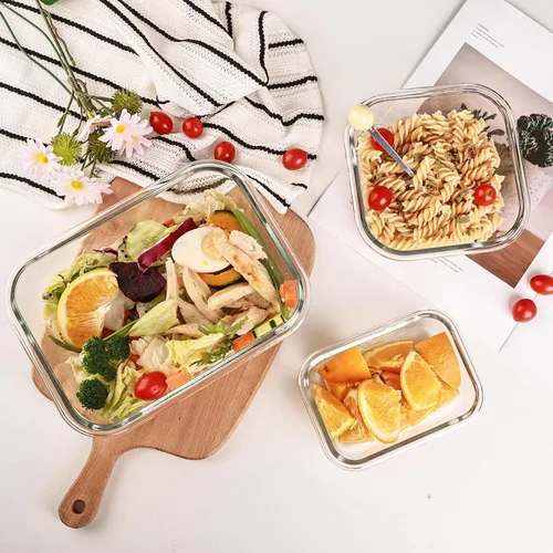 Miniatura 8 de Liuruiyu - Paquete de 8 contenedores de vidrio para almacenamiento de alimentos con tapas, contenedores para preparación de comidas, cajas Bento