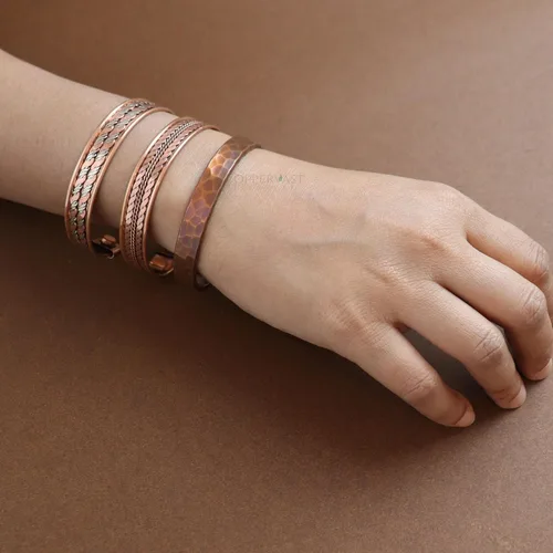 Miniatura 27 de Pulseras de cobre para hombres y mujeres Juego de 3 con caja de regalo Hecho a mano 100% cobre Regalo para mujeres y hombres
