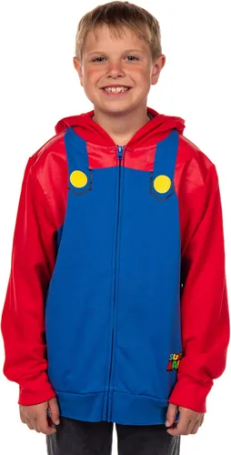 Miniatura 2 de Seven Times Six Super Mario - Sudadera con capucha para niños, de manga larga, con cremallera, sudadera con capucha