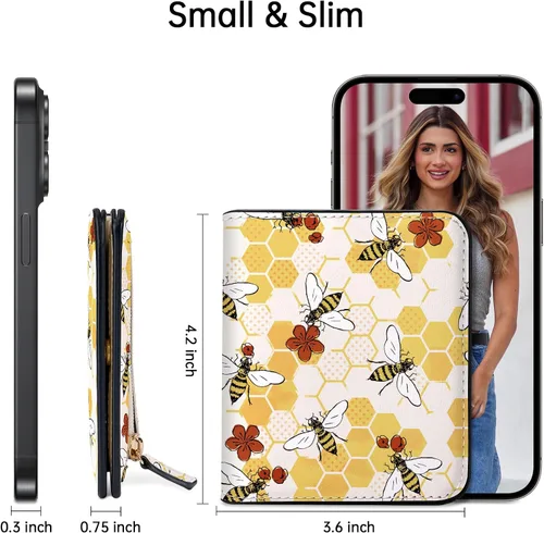 Miniatura 3 de Toughergun Billetera para Mujeres con Bloqueo RFID, Pequeña, Compacta, Bifold de Cuero de Lujo, Billetera de Bolsillo para Damas, Mini Monedero