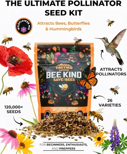 Miniatura 2 de Tactiko Garden Mezcla de 26 Semillas de Flores Silvestres, 120,000+ semillas de 4 oz Save The Bees Semillas de Jardín de Flores Silvestres, Semillas
