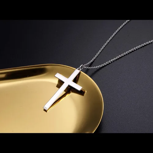 Miniatura 5 de Valentines Day Gifts Mens S925 Sterling Silver Large Cross Christian Faith Pendant Necklace 24 Inches Silver Chain Jewelry