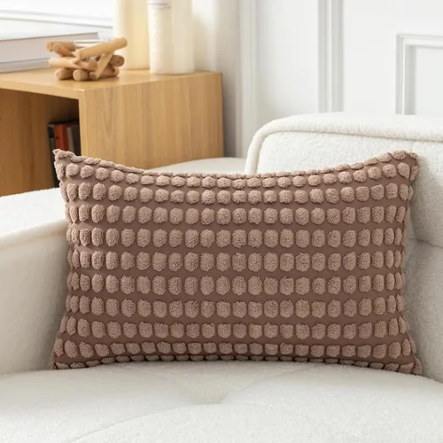 Miniatura 2 de UGASA - Juego de 2 fundas de almohada de pana suave de felpa con patrón granular sólido, fundas de cojín decorativas, estilo bohemio rural