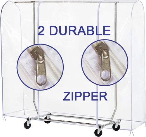 Miniatura 7 de Ruibo Funda Transparente para Perchero de Ropa, Funda para Perchero de Ropa con 2 Cremalleras Duraderas/Ropa Impermeable, Protector a Prueba