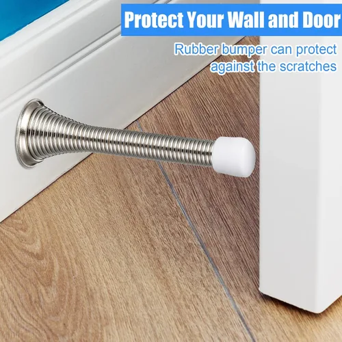 Miniatura 6 de Chumia Tope de puerta de resorte de 36 piezas con parachoques de goma, resorte flexible, resistente, tope de puerta de pared para el hogar, oficina