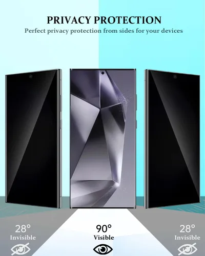 Miniatura 3 de Protector de pantalla de privacidad compatible con Samsung Galaxy S24 Ultra, vidrio templado con protector de lente de cámara, compatible