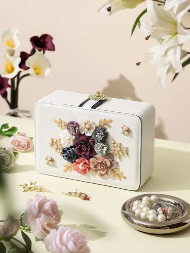 Miniatura 2 de AOSIFIEL Joyero y organizador para mujeres, adolescentes, niños, aretes, joyero con colgador de collar, caja de joyería de pie de piel sintética