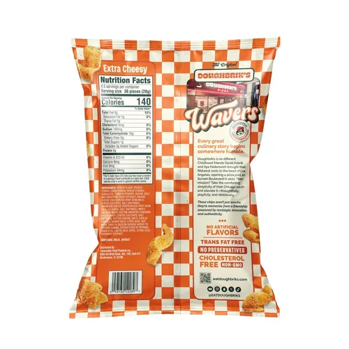 Miniatura 2 de WAVERS by Doughbrik's Snacks, Sabor Extra Queso Bolsa de 4.5 oz, Textura Crujiente y Crocante Aperitivo Perfecto para Cualquier Momento Hecho