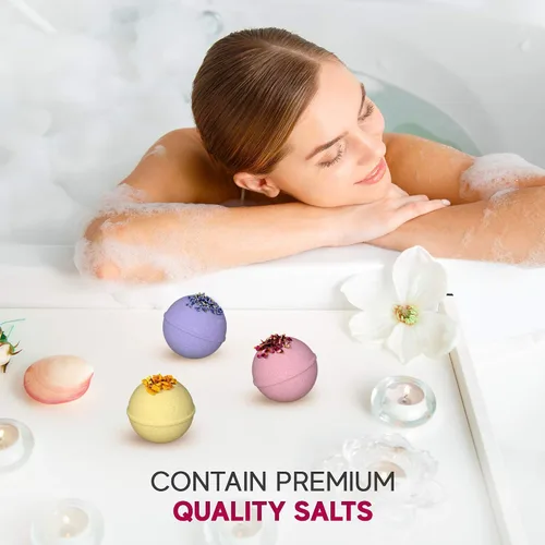 Miniatura 6 de Set de bombas de baño orgánicas hechas a mano en Estados Unidos para mujeres, totalmente naturales con sal de Epsom, relajación, sal del Mar Muerto