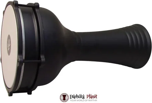 Miniatura 3 de Darbuka de aluminio de 16 '' de longitud, tambor Doumbek turco de cabeza sintética sintonizable de 8 pulgadas (negro)