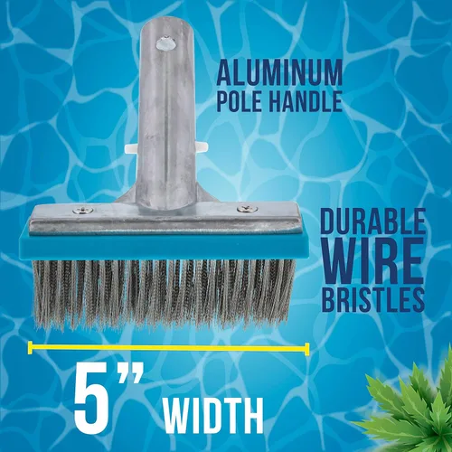 Miniatura 3 de U.S. Pool Supply - Cepillo de piscina para piscinas enterradas - Cabezal de cepillo de piscina de 5" de acero inoxidable, cerdas de alambre